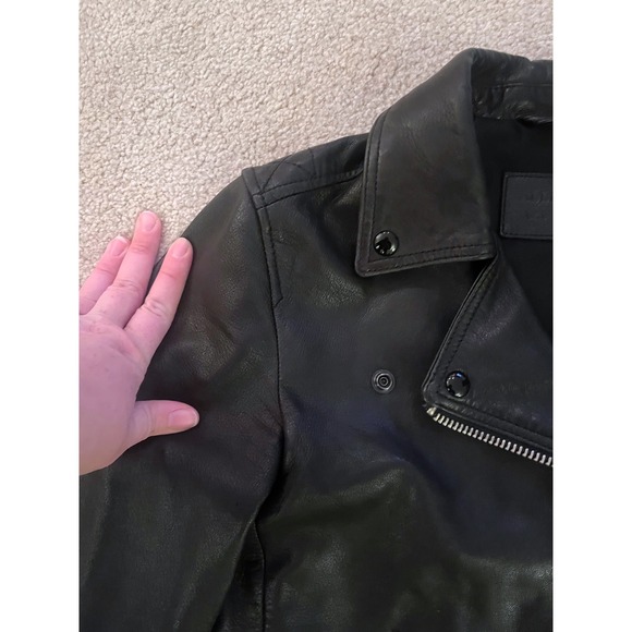 ALLSAINTS Women's Dalby Slim Fit Leather Biker Jacket Black Lamb Leather- Size 4 - Picture 7 of 8